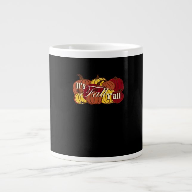 Es ist Fall Y’all Pumpkin Text Jumbo-Tasse (Vorderseite)