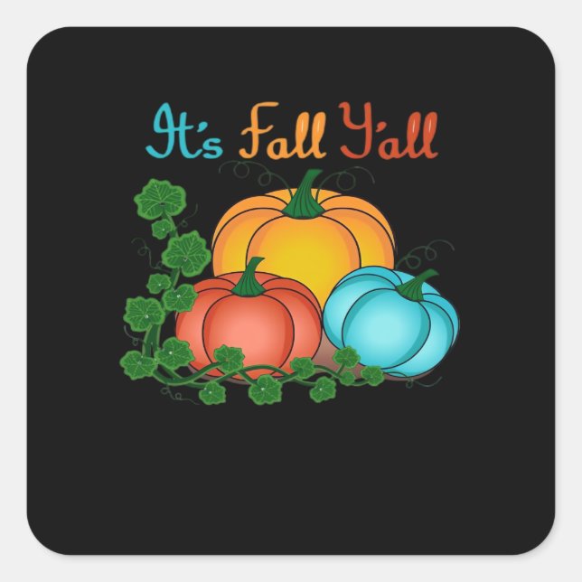 Es ist Fall Y’all Pumpkins Retro Graphic Quadratischer Aufkleber (Vorderseite)