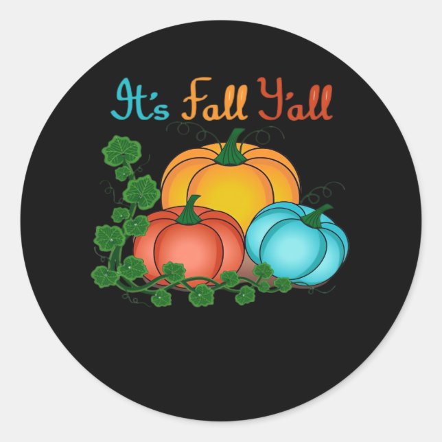 Es ist Fall Y’all Pumpkins Retro Graphic Runder Aufkleber (Vorderseite)