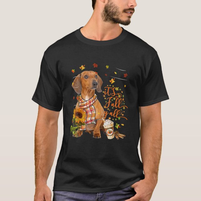 Es ist Fall Y All Red Dackel Hund Erntedank T-Shirt (Vorderseite)