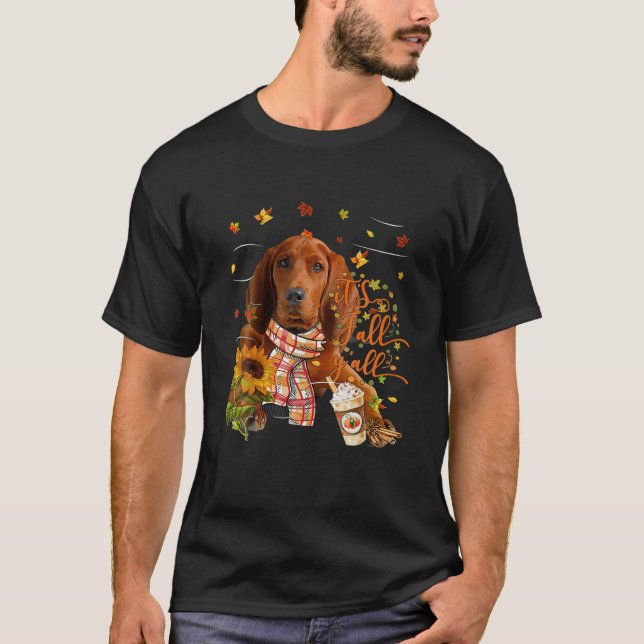 Es ist Fall Y All Redbone Coonhund Erntedank T-Shirt (Vorderseite)
