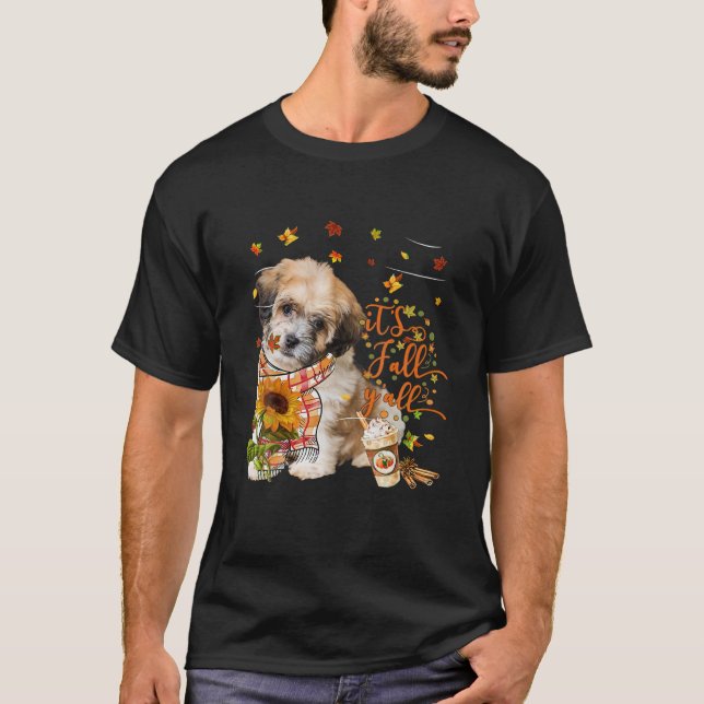 Es ist Fall Y All Shichon Dog Erntedank Halloween T-Shirt (Vorderseite)