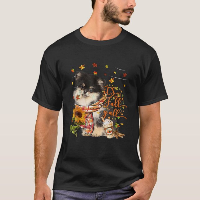 Es ist Fall Y All Spitz Hund Erntedank T-Shirt (Vorderseite)
