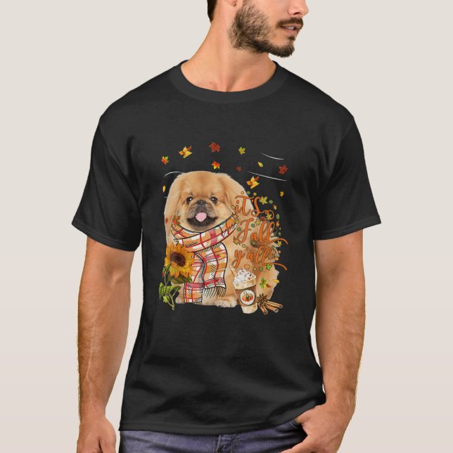 Es ist Fall Y All TAN Pekingese Hund Erntedank T-Shirt (Vorderseite)