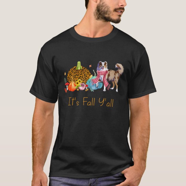 Es ist Fall Y'all Australian Shepherd Dog Fall Sca T-Shirt (Vorderseite)