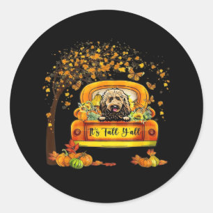 Es ist Fall Y'all Goldendoodle Erntedank Pumpkin Runder Aufkleber