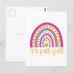 Es ist Fall y'all Kürbisregenbogen Postkarte