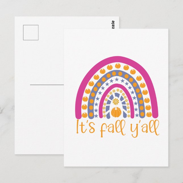 Es ist Fall y'all Kürbisregenbogen Postkarte (Vorne/Hinten)