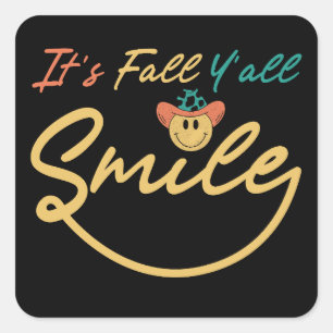 Es ist Fall Y'all Lächeln Leopard Happy Fall Läche Quadratischer Aufkleber