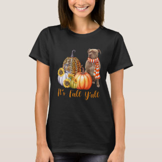 Es ist Fall Y'all Pitbull Dog Leopard Pumpkin Fall T-Shirt