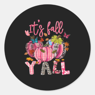 Es ist Fall Y'all Pumpkins Nk Ribbon Brustkrebs A Runder Aufkleber
