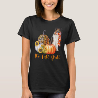 Es ist Fall Y'all Sheltie Dog Leopard Pumpkin Fall T-Shirt
