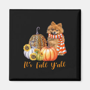 Es ist Fall Y'all Spitz Dog Leopard Pumpkin Fal Magnet