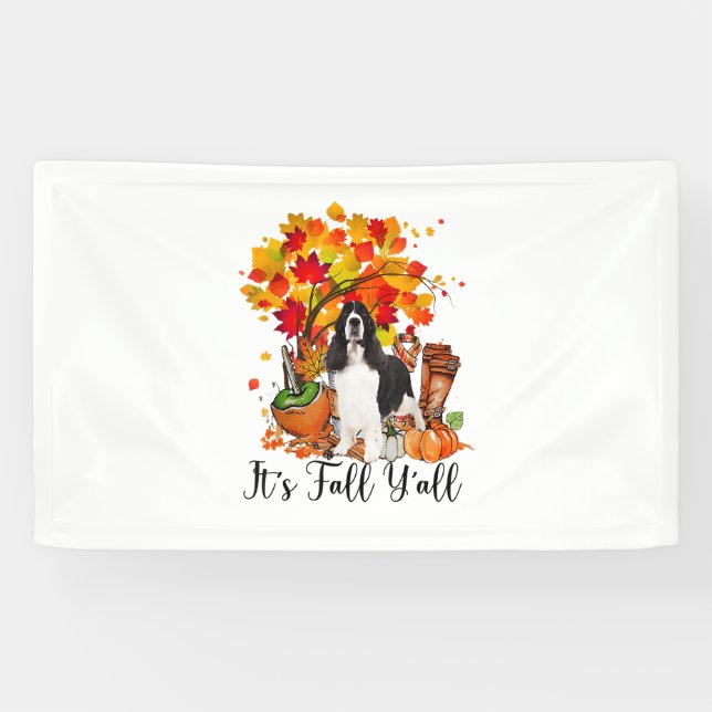 Es ist Fall Y'all Springer Spaniel Hund Halloween  Banner (Horizontal)
