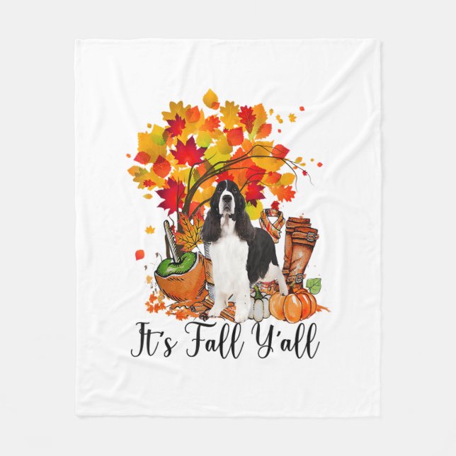 Es ist Fall Y'all Springer Spaniel Hund Halloween  Fleecedecke (Vorderseite)