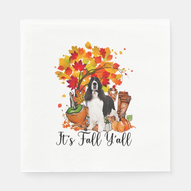Es ist Fall Y'all Springer Spaniel Hund Halloween  Serviette (Vorderseite)