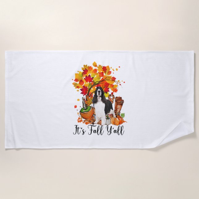 Es ist Fall Y'all Springer Spaniel Hund Halloween  Strandtuch (Vorderseite)