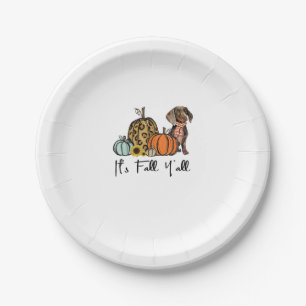Es ist Fall Y'all Yellow Dackel Dog Leopard Pumpk Pappteller