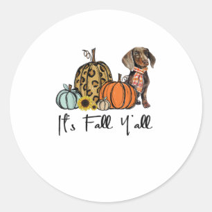 Es ist Fall Y'all Yellow Dackel Dog Leopard Pumpk Runder Aufkleber