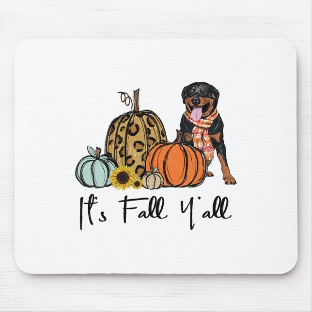 Es ist Fall Y'all Yellow Rottweiler Dog Leopard Pu Mousepad (Vorne)