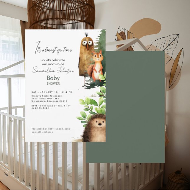 Es ist fast Go Time Woodland Animal Baby Shower Einladung (Von Creator hochgeladen)