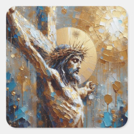 Es ist fertig - Sammlung der Kunst der Jesus-Serie Quadratischer Aufkleber