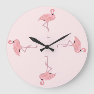Es ist Flamingo Time Große Wanduhr