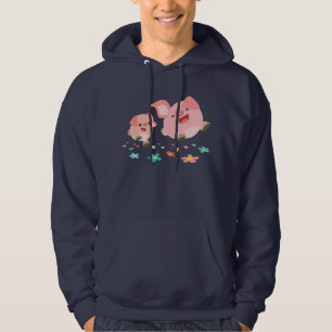 Es ist Frühling! - Zwei Niedliche Cartoon Schweine Hoodie