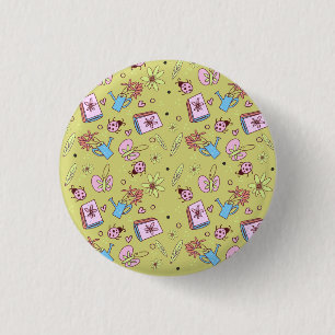 Es ist Frühlingszeit Buchliebhaber Bunte Kritzelei Button