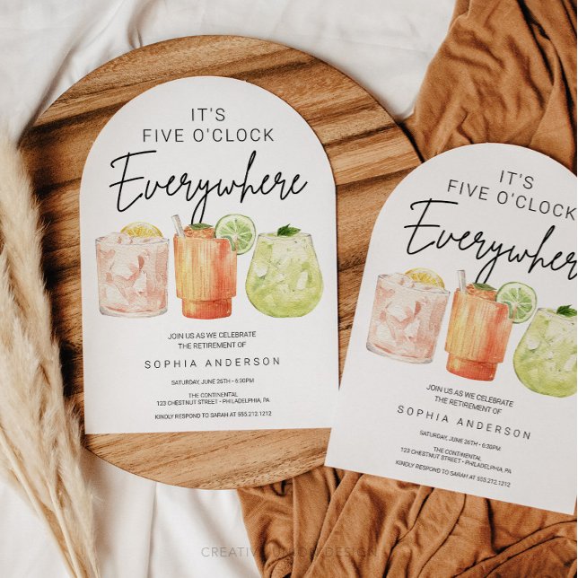 Es ist fünf Uhr überall im Party für das Ruhestand Einladung (Von Creator hochgeladen)