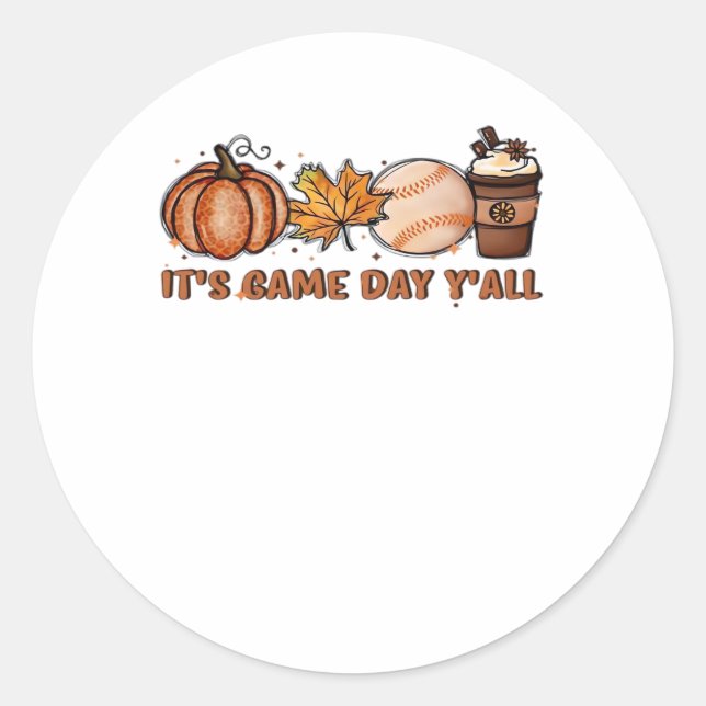 Es ist Game Day Y’all, Fall Baseball Runder Aufkleber (Vorderseite)