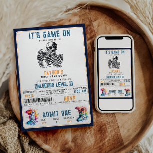 Es ist Game On Skull - Video Game Birthday Party Einladung