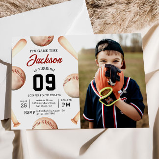 Es ist Game Time Baseball Geburtstagsparty Foto Einladung