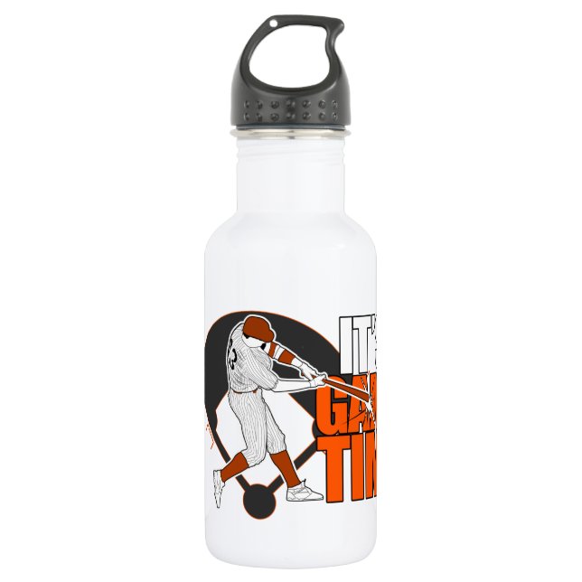 Es ist Game Time - Baseball (Orange) Trinkflasche (Vorderseite)