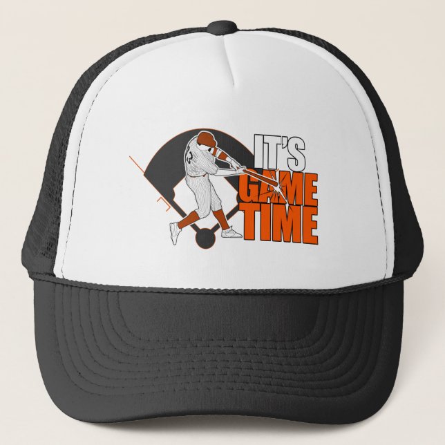 Es ist Game Time - Baseball (Orange) Truckerkappe (Vorderseite)