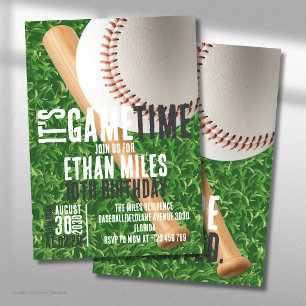 Es ist Game Time Baseball Sport Geburtstag Einladung