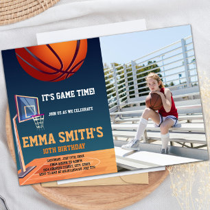 Es ist Game Time Basketball Einladungen mit Foto