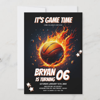 Es ist Game Time Boys Basketball Sport Geburtstag Einladung
