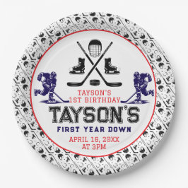 Es ist Game Time Hockey 1. Geburtstag Party Pappteller