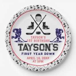 Es ist Game Time Hockey 1. Geburtstag Party Pappteller