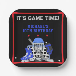 ES IST GAME TIME HOCKEY GEBURTSTAG PAPPTELLER