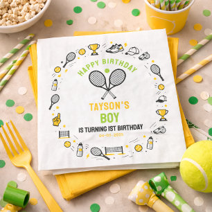 Es ist Game Time Tennis 1. Geburtstag – Lustige Ki Serviette
