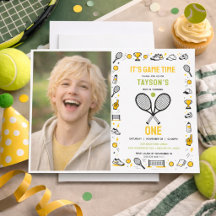 Es ist Game Time Tennis 1. Geburtstagsfoto – Lusti