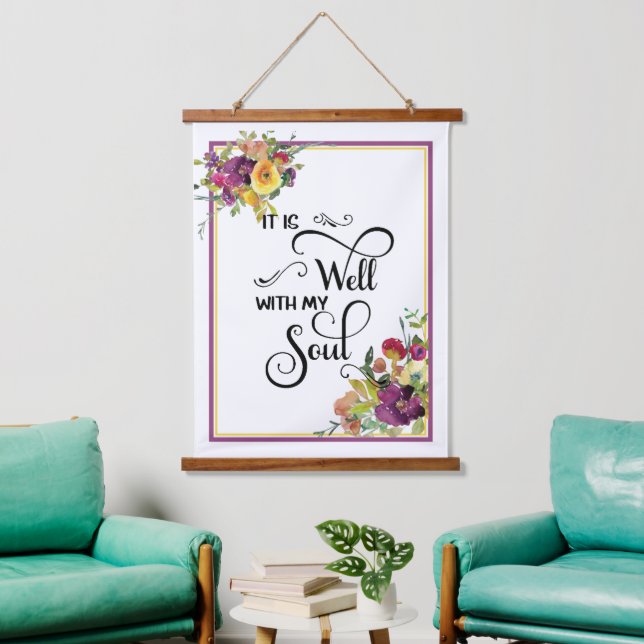 Es ist gut blumenreich wandteppich mit holzrahmen (Wohnzimmer)