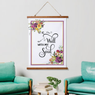 Es ist gut floral wandteppich mit holzrahmen