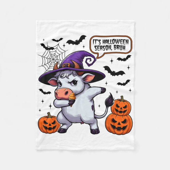 Es ist Halloween Saison Bruh Funny Cow Moo Spooky  Fleecedecke (Vorderseite)