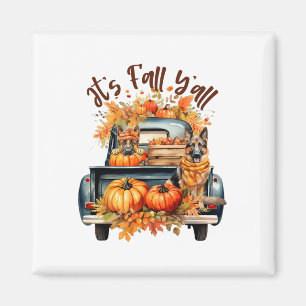 Es ist Herbst, ihr Deutschen Schäferhund-Kürbisse Magnet