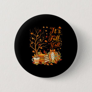 Es ist Herbst, Leute, Florale Kürbis Herbst Kaffee Button