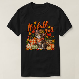 Es ist Herbst, Leute, Süße Herbstkatze Kürbis Ernt T-Shirt
