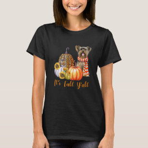 Es ist Herbst, Leute, Yorkie-Hund Leopard Kürbis H T-Shirt
